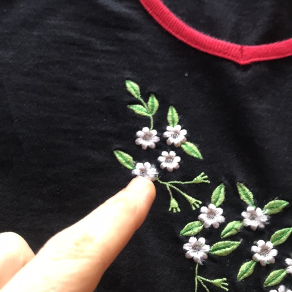 Vintage Y2K Long Sleeve Top Floral Embroidery 2000‘s Neon Green Black Floral Hot - Picture 13 of 13